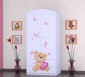 BDW Armadio, 2 ante, 2 cassetti, guardaroba, 180x90 cm, bianco