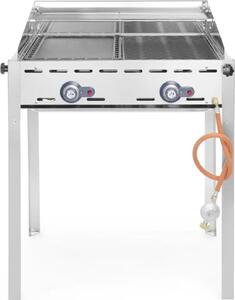 Hendi Grill System Green Fire 2 bruciatori con paravento in acciaio inossidabile e ghisa