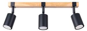 Lampada da soffitto FAGER 3 nero 3xGU10 10W acciaio/legno naturale 17.2x6x54cm Sollux Lighting