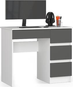 Akord Scrivania 3 Cassetti Lato Destro Bianco E Grafite 90X50X77 Cm