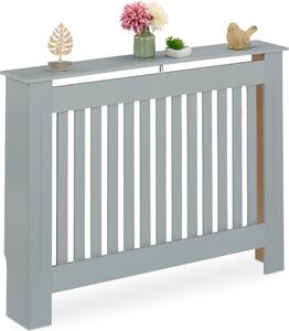 Copritermo Relaxdays, stile rustico, HBT 83x112x19 cm, per vecchi termosifoni, mensola copritermo, MDF, grigio