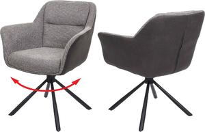 Set di 2 sedie per sala da pranzo HWC-K33, sedia da cucina Sedia, posizione girevole automatica, tessuto MVG ~ ecopelle, grigio-grigio scuro