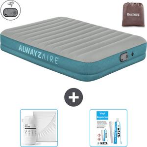 Materasso gonfiabile Bestway Alwayszair - 2 persone -152 x 203 x 36 cm - Grigio/Blu - Accessori inclusi