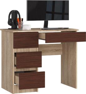 BDW scrivania per ufficio con 4 cassetti, scrivania da gioco, rovere Sonoma / Venga sinistra