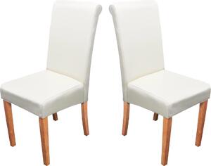 Set di 2 sedie per sala da pranzo Sedia da cucina Novara II, pelle ~ crema, gambe chiare