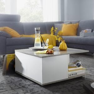 Tavolino design 70x70 cm grigio cemento / bianco | Wohnling
