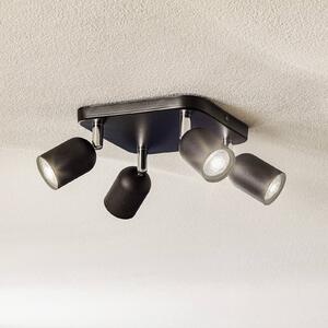 TK Lighting Faretto da soffitto Top, 4 luci, quadrato nero