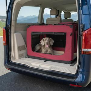 Trasportino per animali domestici belviona pieghevole, comodo e sicuro, Oxford + rete, riponibile in poco spazio, fino a 25 kg, 101x69x70 cm, rosso vino