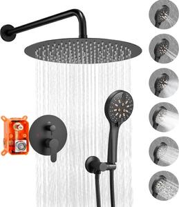 Miscelatore per doccia Set per sistema doccia - Nero opaco con soffione a pioggia rotondo da 305 mm