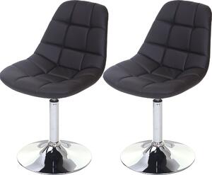 Set di 2 sedie per sala da pranzo HWC-A60, sedia girevole, cromo ~ Pelle finta marrone