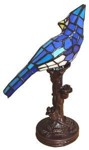Clayre & Eef Lampada da tavolo Tiffany Bird 15x12x33 cm Blu in poliresina