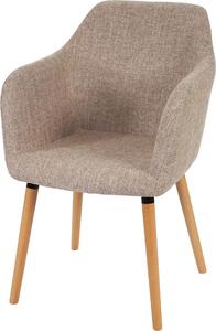 Sedia da sala da pranzo Malmö T381, sedia da cucina, design retrò anni '50 ~ tessuto, crema/grigio, gambe leggere
