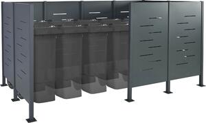 Recinzione per cestini portarifiuti HWC-J55, recinzione per cestini portarifiuti, 151x326x166 metallo ~ antracite