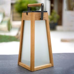 Les Jardins Lanterna LED solare Tecka, teak naturale, 39 cm