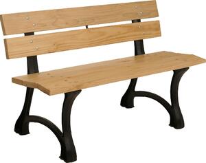 Panchina da giardino MCW-O20, panchina da parco, panchina in legno a 2 posti, ghisa e legno di pino, 125 cm ~ marrone chiaro