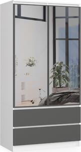 Akord Armadio 2 Ante Con 2 Cassetti E 2 Specchi Bianco E Grafite 90X51X180 Cm
