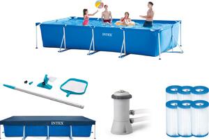 Piscina Intex Family - 450x220x84 cm - Struttura in metallo - Struttura in acciaio - Blu - Con accessori