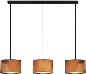 Lampada a sospensione Briloner Mata, decorazione a foglie, 3 luci, stile boho, attacco E27, color caffè, 110 x 25 x 120 cm