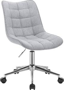 Sedia da ufficio ergonomica Deluxe - Grigio chiaro - Rivestimento in lino - Su rotelle - Con poggiapiedi - Regolabile in altezza - Per adulti - Confortevole ed elegante