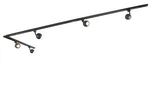 Sistema di illuminazione a binario monofase Smart con 5 faretti Wifi GU10 neri - Iconic Gissi