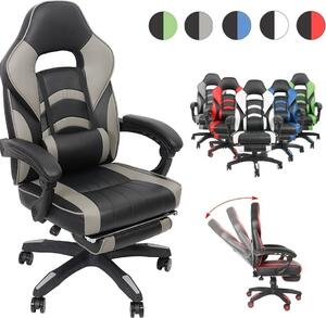 Mucola sedia da gioco con poggiapiedi sedia da scrivania regolabile in altezza BüBraunuhl sedia executive seduta a secchiello sedia girevole - nero / blu