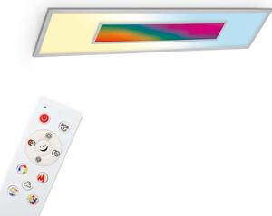 Telefunken - Pannello LED RGB, plafoniera LED CCT, plafoniera RGB centroluce, effetto arcobaleno, telecomando, dimmerabile, colore argento, 1195x295x65mm