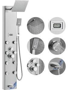 Sistema a pannello doccia - 5 modalità doccia - display digitale - pioggia - 8 getti massaggianti - bocca da bagno - doccetta con 3 impostazioni - tubo flessibile da 59 pollici - set doccia a parete in acciaio inox