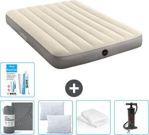 Letto ad aria Intex - Letto matrimoniale - 137 x 191 x 25 cm - Beige - Consegna inclusa Lenzuolo di ricambio - Bacio - Pompa - Set di riparazione e protezione del cuscino