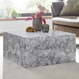 FineBuy Tavolino da caffè MONOBLOC 60x30x60 cm lucido con aspetto marmoreo Design bianco Tavolino da soggiorno Cubo quadrato Tavolino da salotto Forma cubica