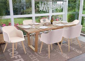 Set di 6 sedie per sala da pranzo HWC-D71, sedia da cucina, design retrò, braccioli in tessuto ~ crema-beige