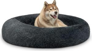 Lionto Donut dog bed, divano rotondo per cani con rivestimento in peluche e borchie antiscivolo, morbido e accogliente, diametro 120 cm, grigio scuro
