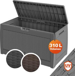 CASARIA® Baule da Giardino 310L Box Portacuscini 119x48x60cm 4 Rotelle Multibox 3 Maniglie Contenitore Richiudibile