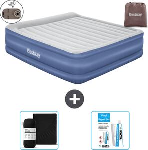 Materasso gonfiabile Bestway - 2 persone - 193 x 203 x 56 cm - Grigio/Blu - Accessori inclusi