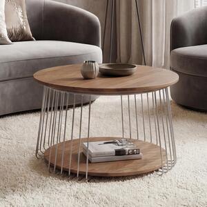 Tavolino MCA MCW-P60, tavolino tavolino lounge, metallo MDF rotondo Ø 70cm ~ marrone