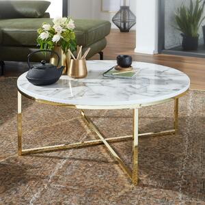 Tavolo 80x36x80 cm con aspetto marmo bianco | Wohnling