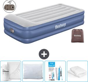 Materasso gonfiabile Bestway - 1 persona - 97 x 191 x 46 cm - Grigio/Blu - Accessori inclusi