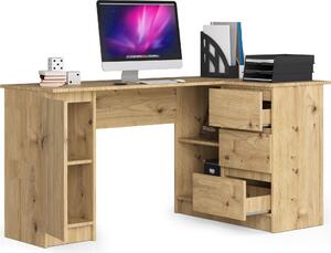 BDW, scrivania angolare destra, 3 cassetti, 4 ripiani, rovere Artisan