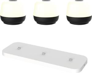 Lampada da tavolo Naxos - set di 3 - nero + stazione di ricarica bianca - H8 x Ø9