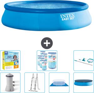 Piscina gonfiabile rotonda Easy Set di Intex - 457 x 107 cm - blu - inclusa pompa - scaletta - telo di fondo - confezione di manutenzione della copertura - filtro - kit di pulizia