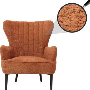 Poltrona lounge HWC-K37, poltrona cocktail/orecchia poltrona imbottita retro vintage tessuto ciniglia (500g/m²) Oeko-Tex ~ arancione