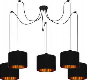 Lampada da soffitto nera lampada lampada lampada velour vintage moderna E27 lampada di design a 5 fiamme N230-P5-S