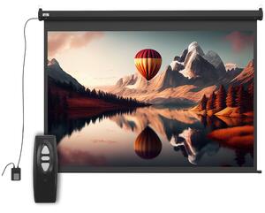 HOMCOM Schermo per Proiettore 89" Formato 4:3 Regolabile con Telecomando, 171x130cm, Nero