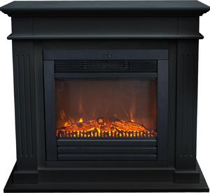 Camino elettrico Xaralyn - Elda ELU-MDB - nero effetto legno - potenza di riscaldamento 1400 Watt - con telecomando - mensola del camino con camino da incasso incluso - camino decorativo
