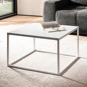 FineBuy Tavolino da caffè 60x60x40 cm Tavolo da soggiorno in metallo Tavolo industriale bianco Divano Tavolo quadrato Tavolo da salotto Tavolino in acciaio Tavolino quadrato