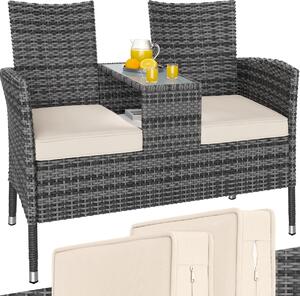 Casaria Panchina da Giardino Polyrattan Resistente 143x55x88cm 320kg (160kg per lato) Panca da Balcone 2 Posti Esterno Mobili Outdoor