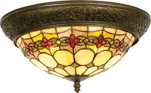 Clayre & Eef Lampada da soffitto Tiffany Ø 38x19 cm Beige Rosso Vetro Rosa