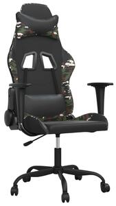 Sedia da Gaming Massaggiante Nero e Mimetico in Pelle finta