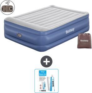 Materasso gonfiabile Bestway - 2 persone - 152 x 203 x 56 cm - Grigio/Blu - Accessori inclusi