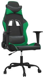 Sedia da Gaming Massaggiante Nero e Verde in Pelle finta