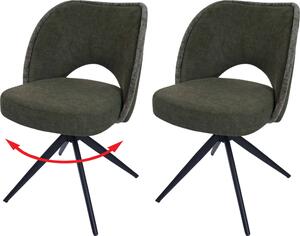 Set di 2 sedie per sala da pranzo HWC-N72, sedia da cucina imbottita, girevole a ritorno automatico, tessuto/tessuto (420g/m²) Oeko-Tex ~ verde
